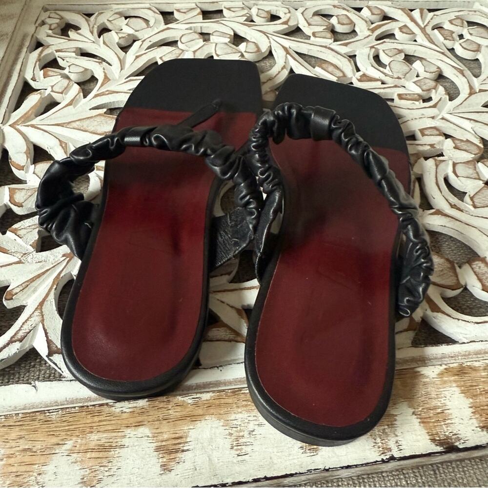 Staud Black Leather Square Toe Sandals Shoes Women's 38 7.5 - Picture 5 of 8